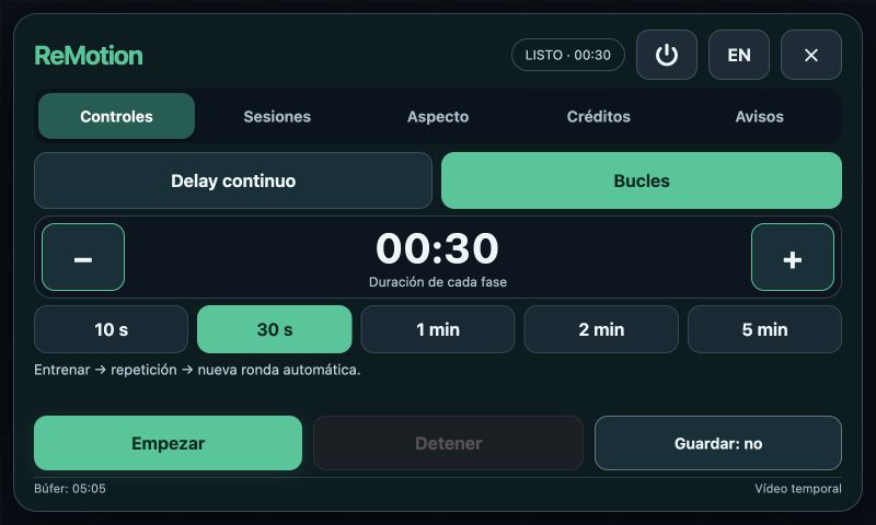 Modo bucles de VideoLoopCam con duración de cada fase